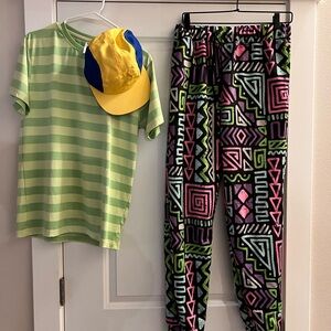 Fresh Prince of Bel Air Halloween costume. 90s joggers, lime green striped shirt
